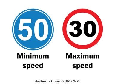 Maximum Minimum Speed Sign Traffic Signs Stock Vector Royalty Free