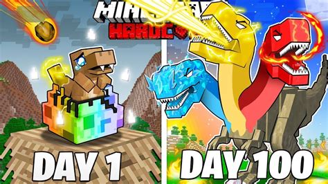 I Survived Days As A Elemental Dinosaur In Minecraft Hardcore World