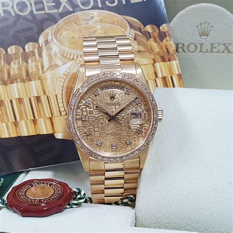 Rolex 勞力士 18238 Day Date蠔式日誌 精鑲鑽圈 原裝鑽石紀念面 錶徑36 E字頭 大眾當舖a838 Yahoo奇摩拍賣