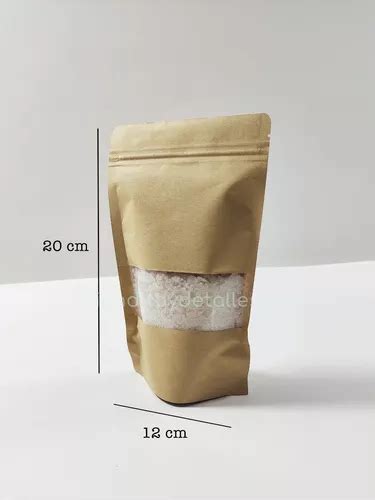 100 Bolsas Doypack Kraft 20x12cm C fuelle Cierre Hermético Cuotas sin