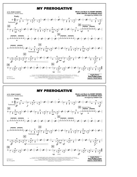 My Prerogative Arr Ishbah Cox Aux Percussion By Bobby Brown Marching Band Digital Sheet