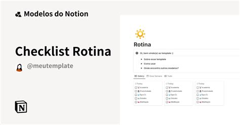 Galeria De Modelos Do Notion Checklist Rotina