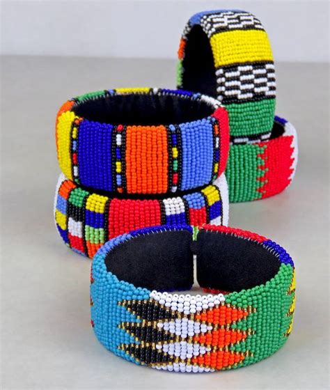 African Beaded Bangles Handmade In Vibrant Zulu Colours By The Rural