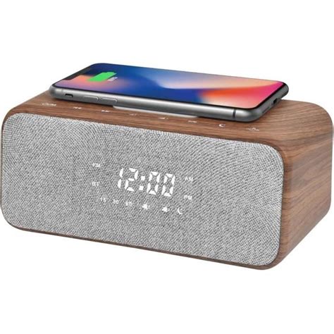 Cr6 Réveil De Chevet Radio Fm Chargeur Sans Fil Super Rapide 10 W