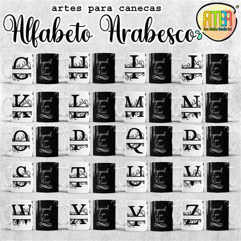 ESTAMPAS ALFABETO ARABESCO CANECAS Ana Melim Studio Art