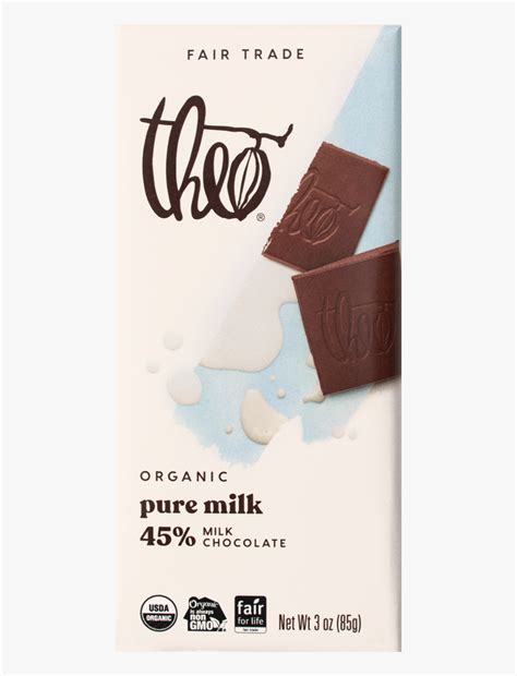 Theo Pure 45 Milk Chocolate Bar 3 Oz Dark Chocolate Theo Hd Png