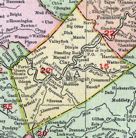 Clay County, West Virginia 1911 Map by Rand McNally, Lizemores, Maysel ...