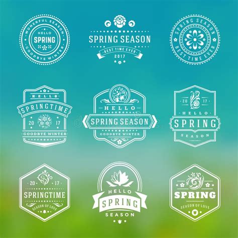 Spring Typographic Badges Design Set Stock Vector Illustration Of