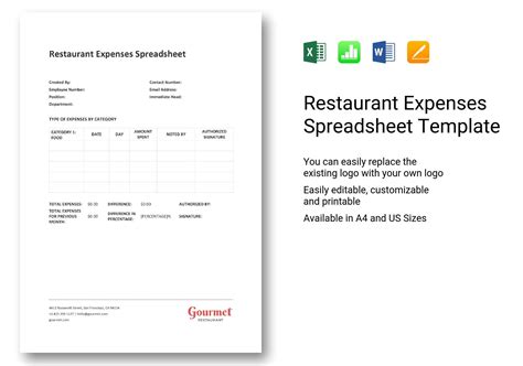 Restaurant Expenses Spreadsheet intended for Restaurant Expenses ...