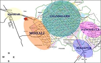 Map Tricity Chandigarh Panchkula Mohali Charis Augustina