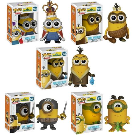 Funko Minions Pop Movie Vinyl Collectors Set Minion King Cro Minion Bored Silly Kevin Eye