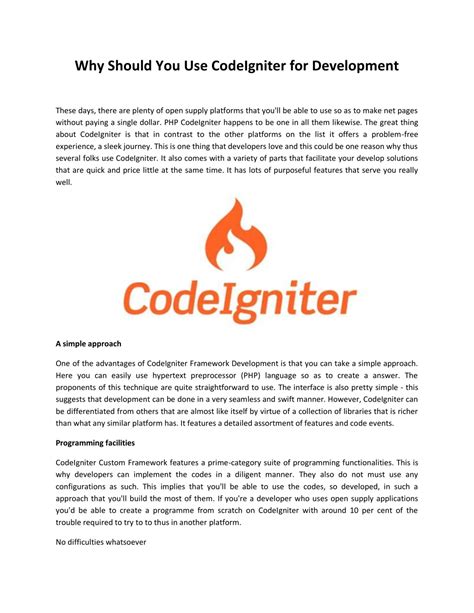 Ppt Why Should You Use Codeigniter For Development Powerpoint