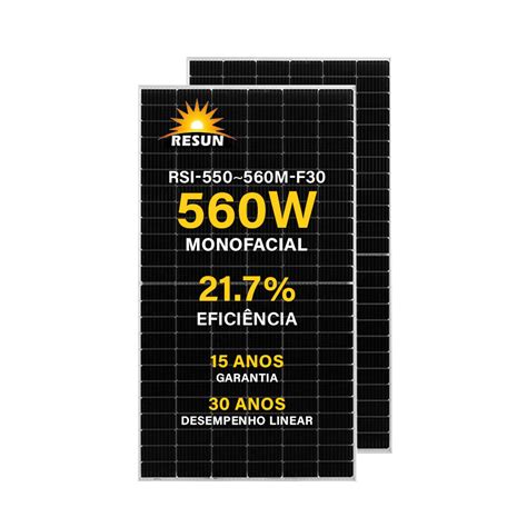 Módulo Fotovoltaico Resun 560W Monofacial Monocristalino Halfcell Techlux