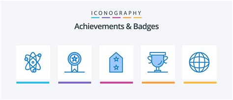 Achievements And Badges Blue Icon Pack Including Badge Trophy Army