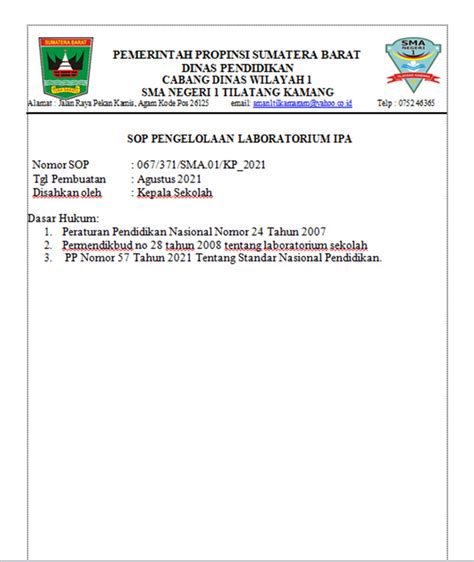 Sma N Tilatang Kamang Pedoman Pengelolaan Administrasi