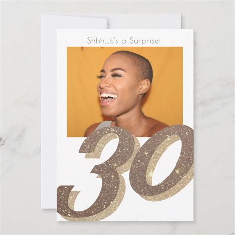 30th Birthday Faux Gold Glitter Surprise Party Invitation Zazzle