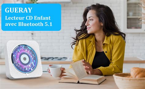 Gueray Lecteur Cd Enfant Lecteur Cd Bluetooth Avec Haut Parleurs