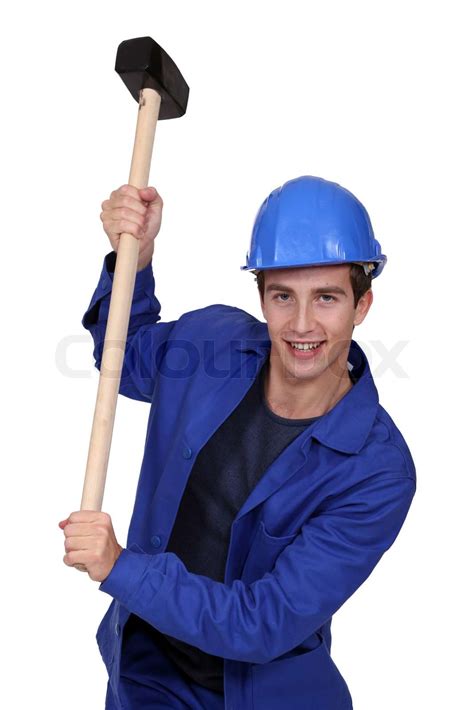 Man With Hammer Stock Image Colourbox