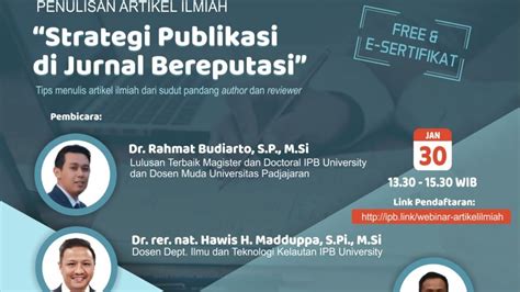 Webinar Penulisan Artikel Ilmiah Strategi Publikasi Di Jurnal