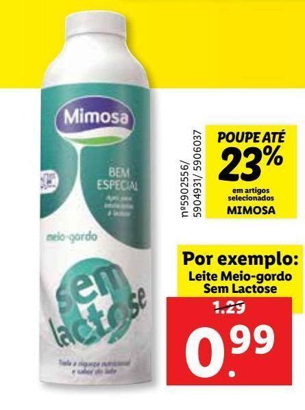 Promoção Leite sem lactose mimosa em Lidl