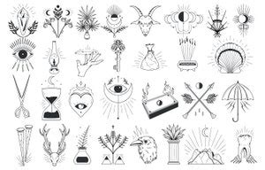 Minimalist Temporary Tattoo Flash Sheet Set Of 35 Small Etsy Canada