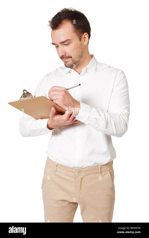 Man Holding Clipboard Stock Photo Alamy