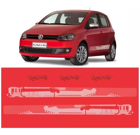 Kit Adesivo Lateral Volkswagen Fox Rock In Rio 2014 Vermelho