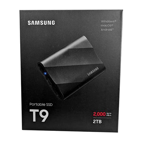 Samsung 2TB T9 Portable SSD Black MU PG2T0B USB 3 2 Gen 2x2 Up To