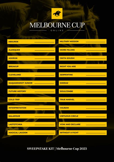 Melbourne Cup 2023 Sweepstake Kit | Free PDF to Print