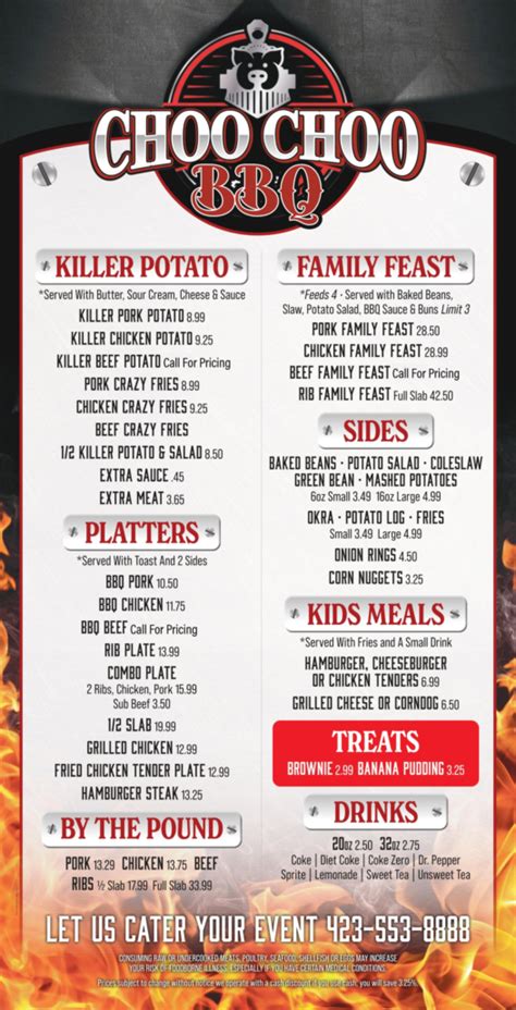 View Our Menu Choochoo Bar B Que East Brainerd