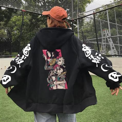 Japón Anime Demon Slayer Kokushibou Sudadera Con Capucha Con Cremallera