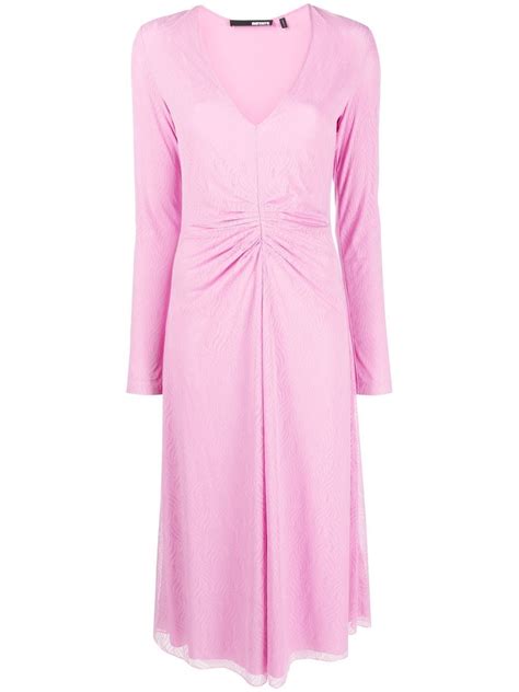 Rotate Birger Christensen Lace Midi Dress In Rosa Modesens