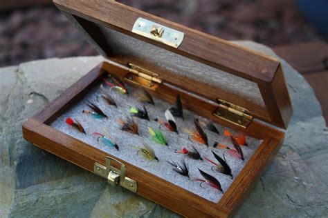 Wooden Fly Box With Assorted Flextec Trout Flies Wet Flies Selection