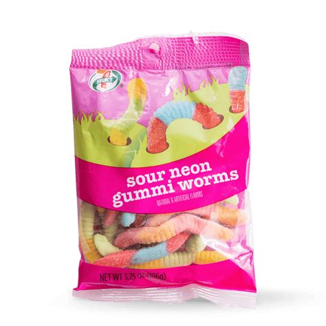 7 Select Sour Neon Gummi Worms 7 Eleven