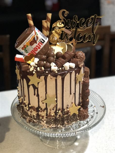 Sweet 16 Nutella Chocolate Drip Overload Cake 16th Birthday Cake For