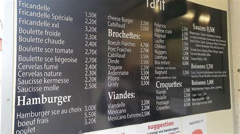 Menu Au Chez Fernande Friterie Hastiere Pl Emile Binet