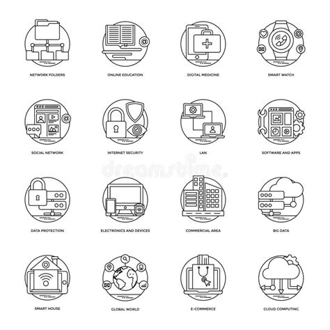 Iconos De Internet Y Del Establecimiento De Una Red Stock De