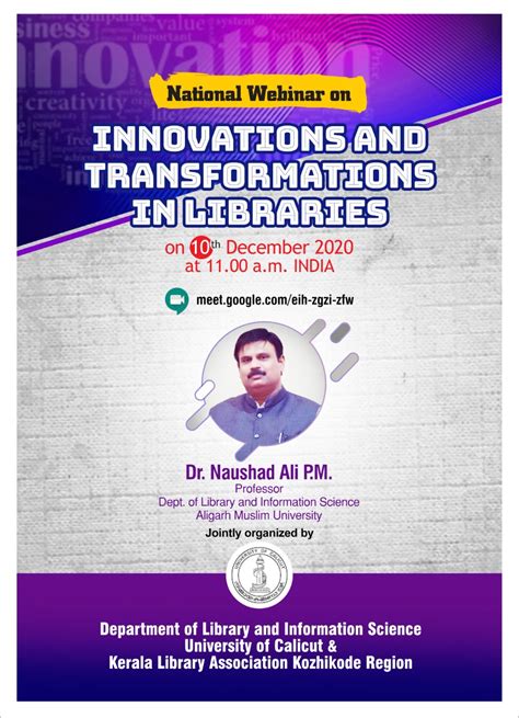 National Webinar On Innovations And Transformations In Libraries By Dr