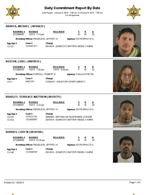 Peoria County Inmates 01/06/13 | PDF | Crime & Violence | Crime Thriller