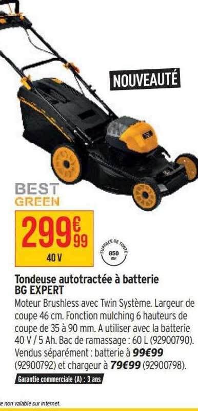 Promo Tondeuse autotractée à batterie bg expert best green chez Bricorama