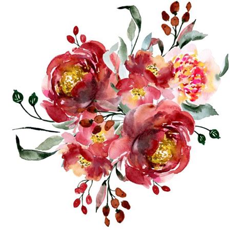 Bright Red Roses Bouquet Watercolor Clipart