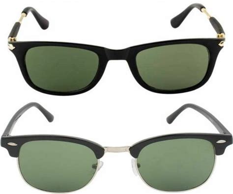 Elligator Protection Clubmaster Full Frame Green Sunglasses For Men And Women Pack Of 2 Jiomart