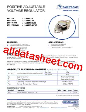 LM117AHVR Datasheet PDF Seme LAB