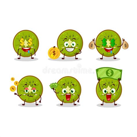 Stukje Van Kiwi Cartoon Met Schattige Emoticon Brengt Geld Mee Vector