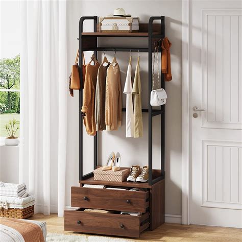 Tribesigns Freestanding Closet Organizer Small Clothes Rack Coat Rack