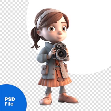 Rendu D D Une Mignonne Fille De Dessin Anim Avec Un Mod Le Psd De