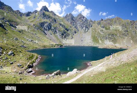 The Bersau Lake in the Pyrenees National Park (Western Pyrenees - France). Le lac Bersau dans le ...