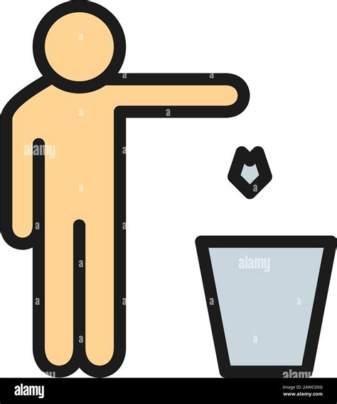 Man Throws Out Waste Trash Flat Color Line Icon Stock Vector Image