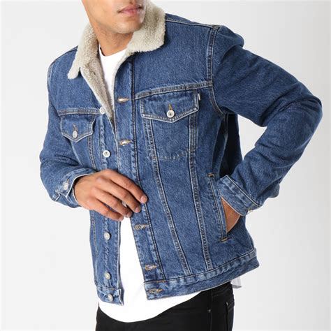 Diesel Veste Jean Col Mouton Gioc 00siuy 0cauf Bleu Denim