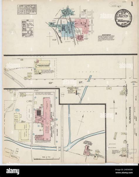 Sanborn Fire Insurance Map From Anniston Calhoun County Alabama Stock